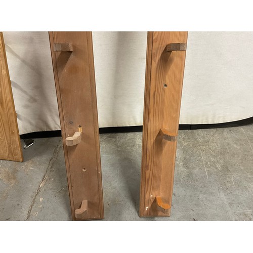 403 - THREE VINTAGE PINE WOODEN COAT RACKS LARGEST W62