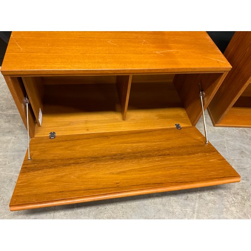 408 - VINTAGE TEAK WALL CUPBAORD AND SHELVES MADE BY BEAVER & TAPLEY