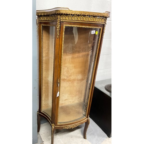 382 - EDWARDIAN DECORATIVE MAHOGANY VITRINE WITH GILT METAL MOUNTS AND FITTED MARBLE TO TOP  W26