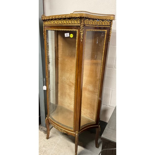 382 - EDWARDIAN DECORATIVE MAHOGANY VITRINE WITH GILT METAL MOUNTS AND FITTED MARBLE TO TOP  W26