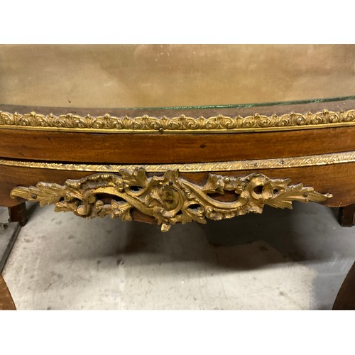 382 - EDWARDIAN DECORATIVE MAHOGANY VITRINE WITH GILT METAL MOUNTS AND FITTED MARBLE TO TOP  W26