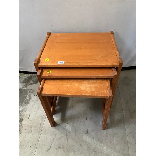 304 - TWO STOOLS, NEST OF TABLES, BEDSIDE CABINET, FOUR DRAW CHEST AND TWO FOLDING STOOLS