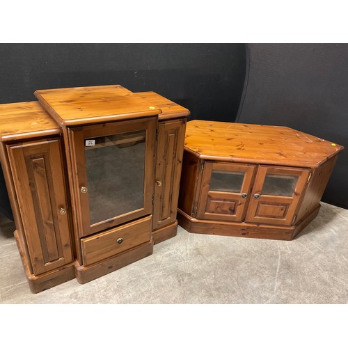 370 - TWO MODERN PINE TV CABINETS ONE W36