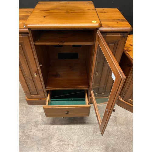 370 - TWO MODERN PINE TV CABINETS ONE W36