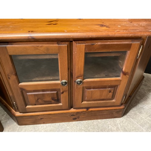 370 - TWO MODERN PINE TV CABINETS ONE W36