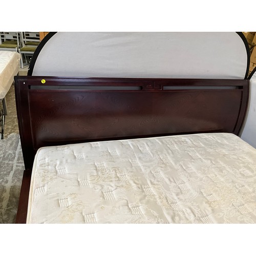 308 - LARGE WOODEN FRAMED SUPER KING SIZE BED L 86