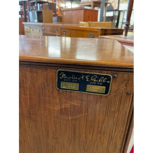 385 - HEBERT AND GIBBS FREE STANDING MAHOGANY BOOK CASE WITH GLASS DOORS TO FRONT W36