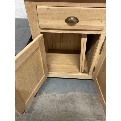 387 - MODERN OAK SIDEBAORD WITH FOUR DRAWERS OVER FOUR CUPBOARD W74