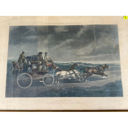 392 - SET OF SIX STAGE COACH  ANTIQUE FRAMED PRINTS A/F 39