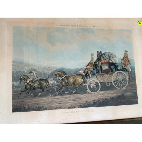 392 - SET OF SIX STAGE COACH  ANTIQUE FRAMED PRINTS A/F 39