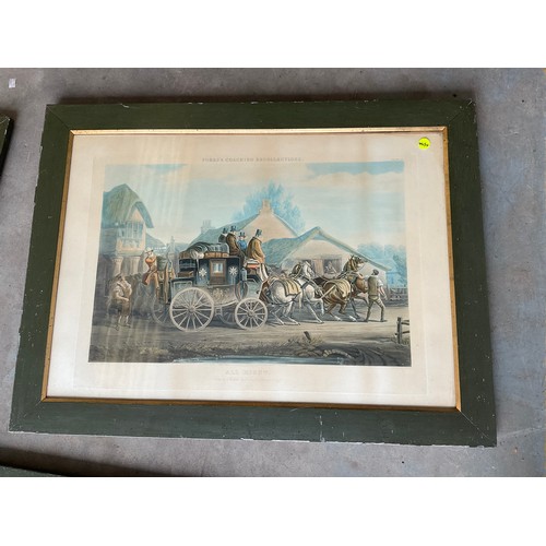 392 - SET OF SIX STAGE COACH  ANTIQUE FRAMED PRINTS A/F 39