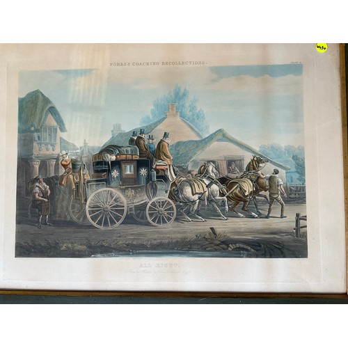 392 - SET OF SIX STAGE COACH  ANTIQUE FRAMED PRINTS A/F 39