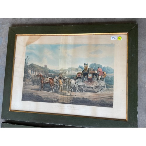 392 - SET OF SIX STAGE COACH  ANTIQUE FRAMED PRINTS A/F 39