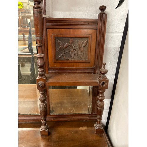 395 - EDWARDIAN RED WALNUT MIRROR BACKED SIDEBOARD A/F W47