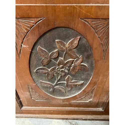 395 - EDWARDIAN RED WALNUT MIRROR BACKED SIDEBOARD A/F W47