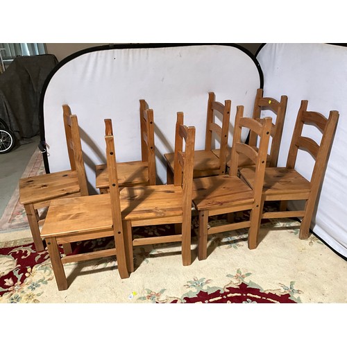 317 - SET OF 8 MODERN PINE BAR BACKED DINING CHAIRS