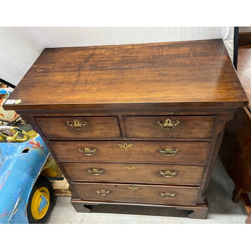 405 - ANTIQUE MAHOGANY CHEST OF DRAWERS WITH BRACKET FEET TWO SHORT OVER THREE LONG W38