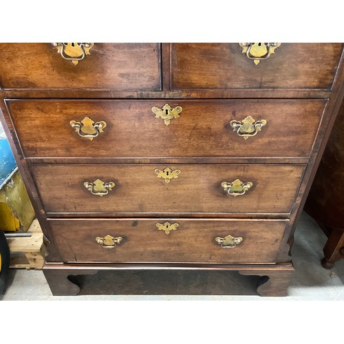 405 - ANTIQUE MAHOGANY CHEST OF DRAWERS WITH BRACKET FEET TWO SHORT OVER THREE LONG W38