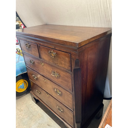 405 - ANTIQUE MAHOGANY CHEST OF DRAWERS WITH BRACKET FEET TWO SHORT OVER THREE LONG W38