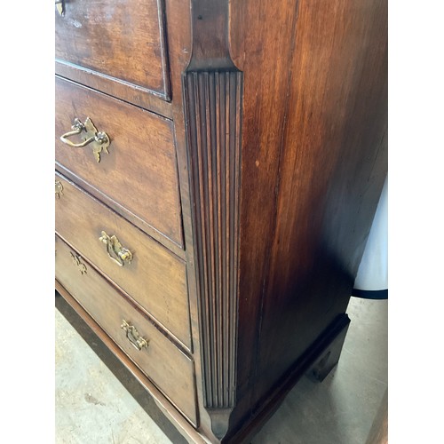 405 - ANTIQUE MAHOGANY CHEST OF DRAWERS WITH BRACKET FEET TWO SHORT OVER THREE LONG W38