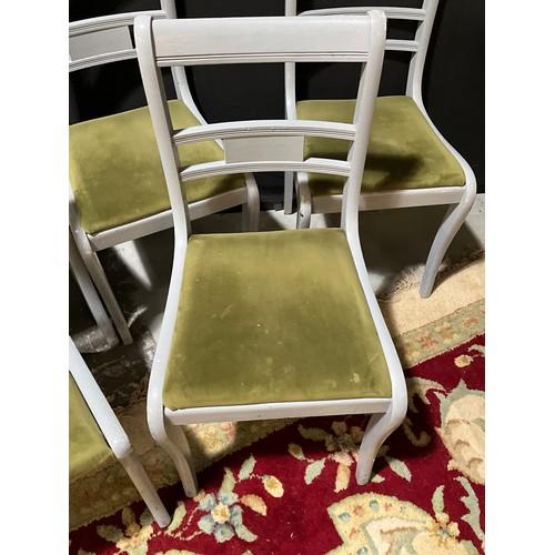 326 - SET OF 8 GREY PAINTED UPHOLSTERED DINING CHAIRS