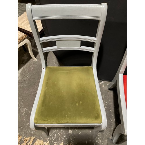 326 - SET OF 8 GREY PAINTED UPHOLSTERED DINING CHAIRS