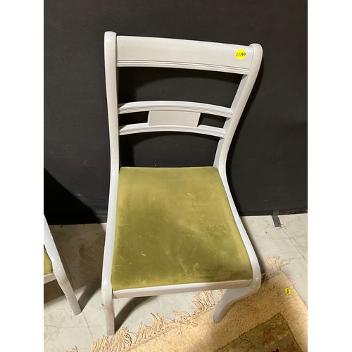 326 - SET OF 8 GREY PAINTED UPHOLSTERED DINING CHAIRS