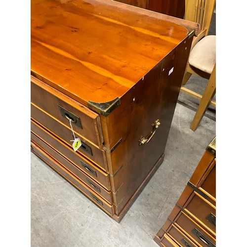 411 - PAIR OF YEWWOOD REPRODUCTION CAMPAIGN CHESTS WITH BRASS HANDLES W30