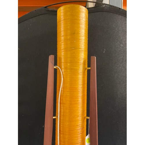 406A - MID CENTURY FLOOR STANDING ROCKET LAMP THE SPUN CYLINDRICAL ORANGE FIBRE GLASS SHADE SUPPORTED BY TH... 