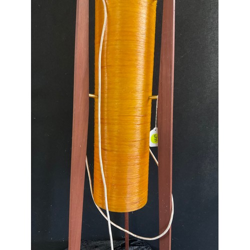 406A - MID CENTURY FLOOR STANDING ROCKET LAMP THE SPUN CYLINDRICAL ORANGE FIBRE GLASS SHADE SUPPORTED BY TH... 