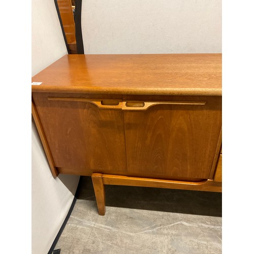 414 - VINTAGE 1970S TEAK LONG JOHN SIDEBOARD WITH THREE DRAWERS AND FOUR CUPBOARD DOORS W82