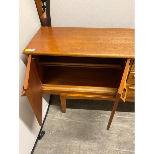 414 - VINTAGE 1970S TEAK LONG JOHN SIDEBOARD WITH THREE DRAWERS AND FOUR CUPBOARD DOORS W82