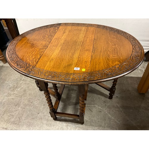 454 - BARLEY TWIST OAK GATELEG TABLE L35