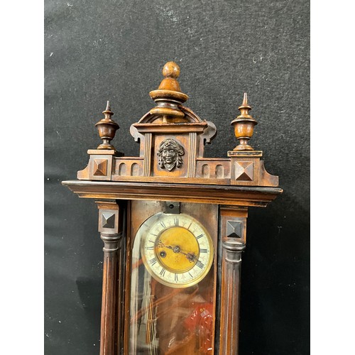 202 - VICTORIAN MAHOGANY CASED REUGLATED WALL CLOCK A/F H25”