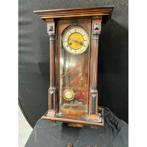 202 - VICTORIAN MAHOGANY CASED REUGLATED WALL CLOCK A/F H25”