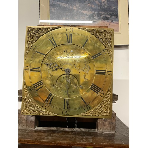 355 - OAK CASED BRASS FACED 30 HOUR GRANDFATHER CLOCK BY  JAMES WEBSTER OF SALOP 11