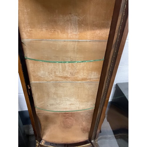 382 - EDWARDIAN DECORATIVE MAHOGANY VITRINE WITH GILT METAL MOUNTS AND FITTED MARBLE TO TOP  W26