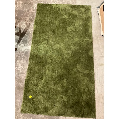 299 - GREEN RUG  32” x 60” AND SIX CUSHIONS