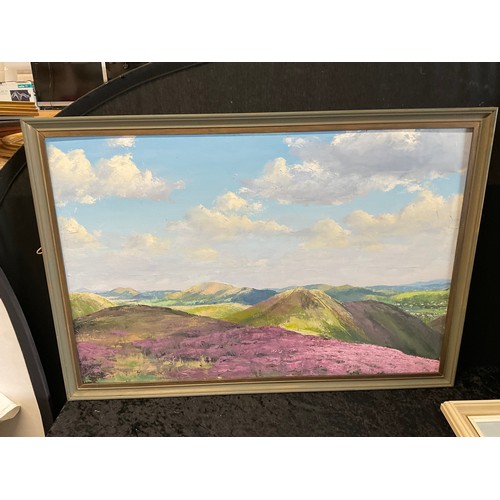 11 - TWO FRAMED OIL PICTURES OF LANDSCAPES, TAPESTRY PICTURE AND ONE OTHER LARGEST 22