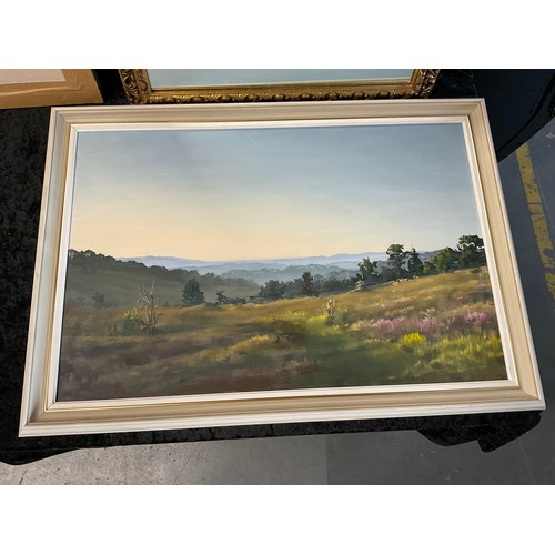 11 - TWO FRAMED OIL PICTURES OF LANDSCAPES, TAPESTRY PICTURE AND ONE OTHER LARGEST 22