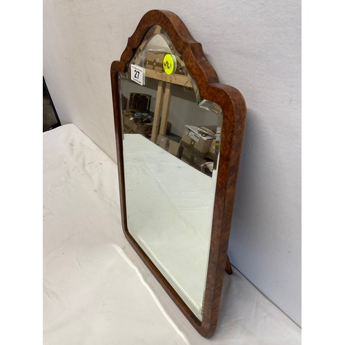 27 - VINTAGE WALNUT FRAMED FREE STANDING VANITY MIRROR 18