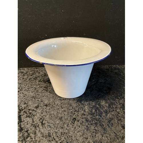 58 - OLD VINTAGE RETRO WHITE ENAMEL CONTAINER PLANT POT