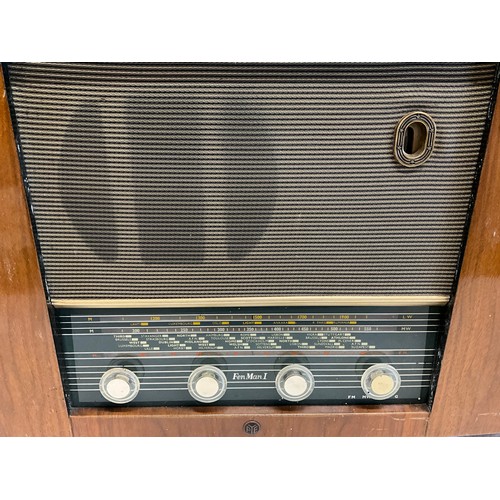 43 - VINTAGE FEN MAN RADIOGRAM WITH WOODEN WALNUT VENEERED CASE MADE BY PYE A/F