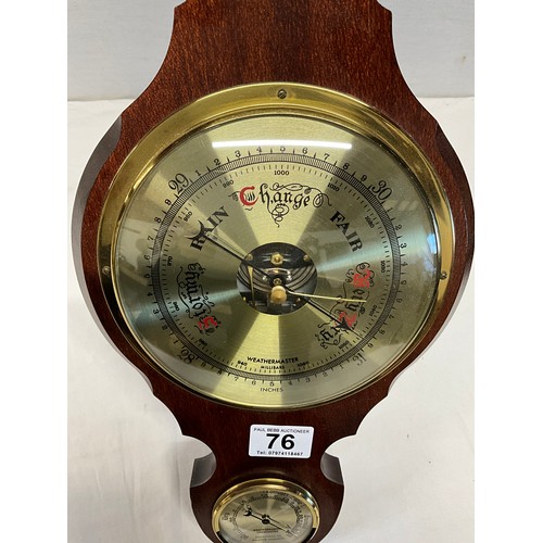 76 - MODERN MAHOGANY BANJO WALL BAROMETER