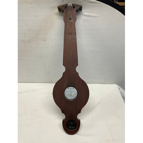 76 - MODERN MAHOGANY BANJO WALL BAROMETER