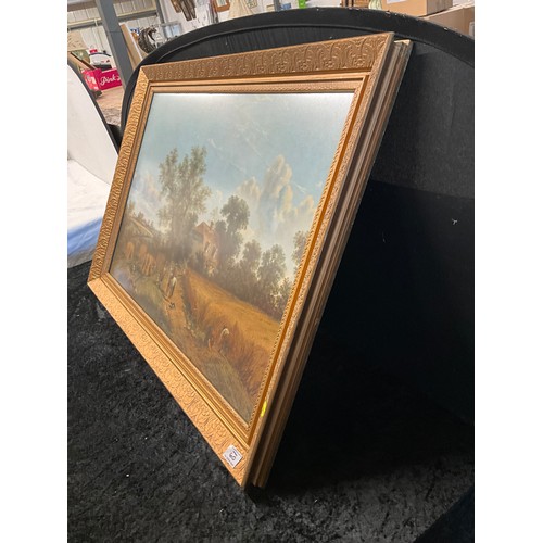 60 - LARGE WOODEN GILT FRAMED PRINT OF A FARMYARD SCENE 41