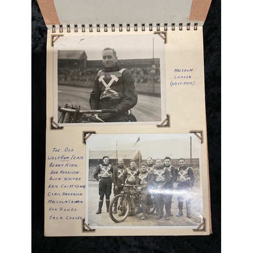 95 - SPEEDWAY PHOTO ALBUM WITH ORIGINAL TEAM PHOTOGRAPHS FROM 1950S MAINLY WEST HAM TEAM 1945 AND COLLECT... 