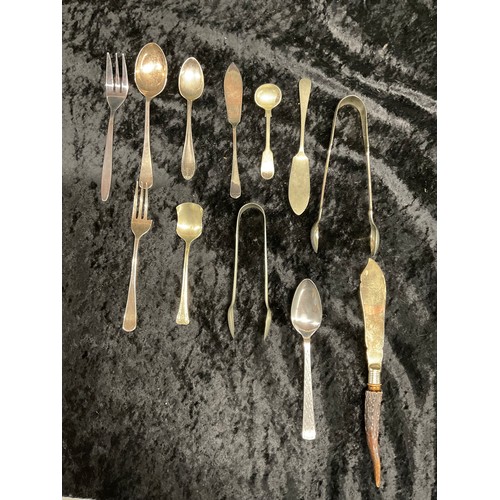 99 - ASSORTED COLLECTION OF PLATED CUTLERY TO INCLUDE TWO SILVER SPOONS ASSORTMENT OF BIRD CERAMIC FIGURE... 