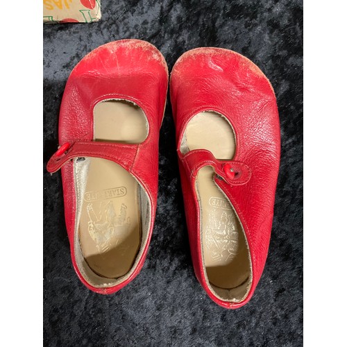 105 - FOUR PAIRS OF VINTAGE CHILDS RED SHOES BY START-RITE AND CLARKS