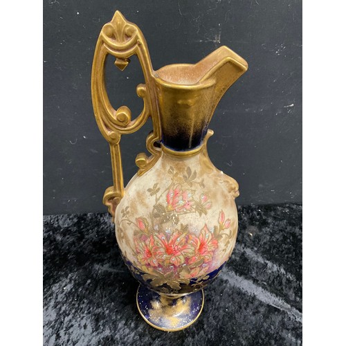 113 - LARGE CERAMIC JUG STAMPED TO BASE 179O WITH GOLD GILT WORK H16